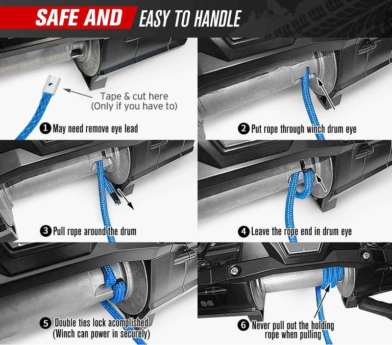 FIERYRED Winch Rope 10mm x 30m Synthetic Dyneema SK75 Tow Recovery Cable 4WD