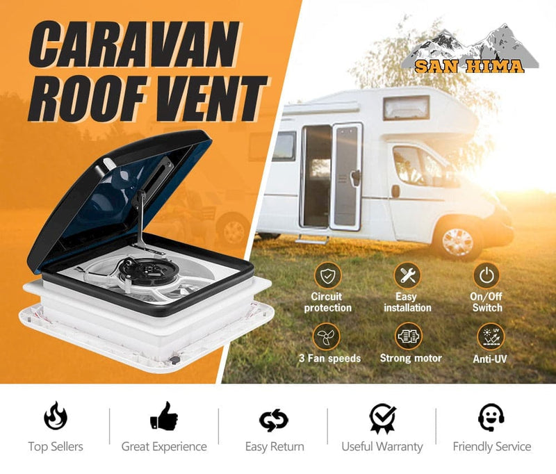 SAN HIMA Caravan Roof Vent 280x280mm w/ Built-in LED Lights