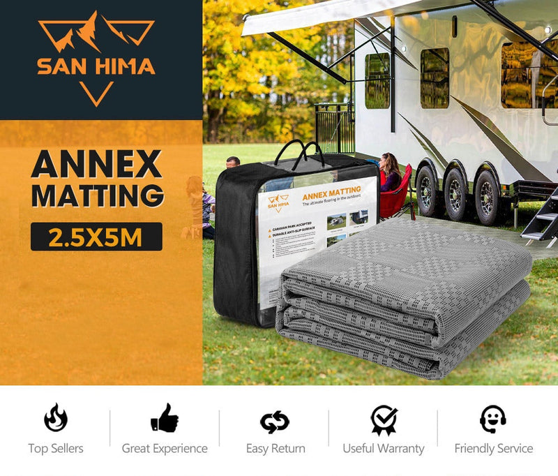 San Hima 5m x 2.5m Annex Matting Floor Mats Mesh Caravan RV Motor Home Camping