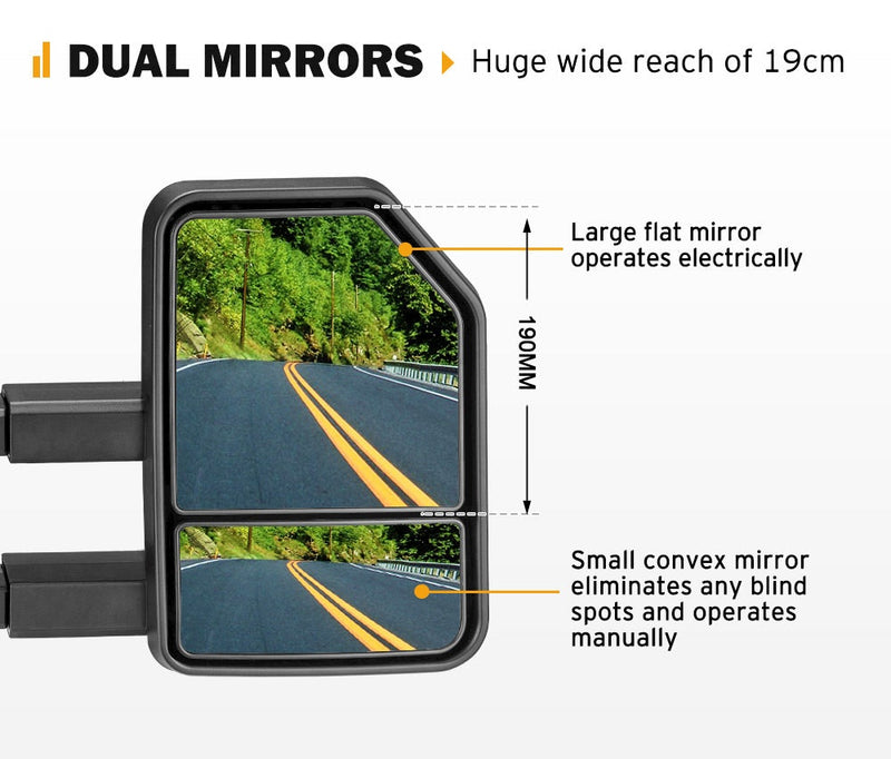 SAN HIMA Pair Extendable Towing Mirrors for Isuzu MU-X MY2013-MY2019 with Indicator