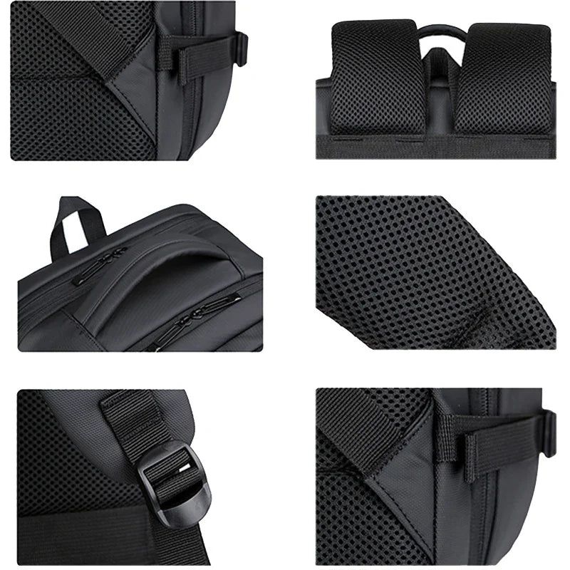 Expandable 17-Inch Laptop Backpack for Men 11 Pockets Black
