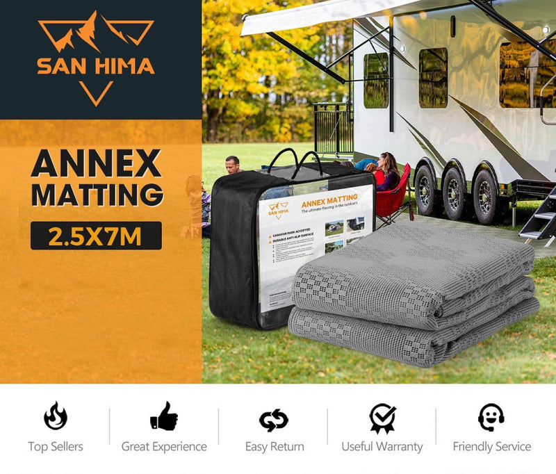 San Hima 7m x 2.5m Annex Matting Floor Mats Mesh Caravan RV Motor Home Camping
