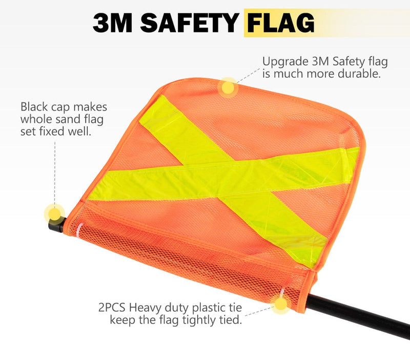 San Hima 3x1M 4WD Recovery Sand Flag Safety Flag Quick Connector