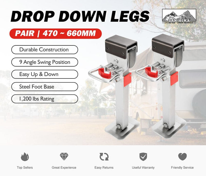 4x 470MM Corner Legs Drop Down W/Handle Steel Base 1200LBS