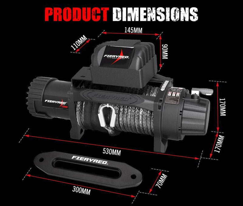 12V 13000LBS Electric Winch Synthetic Rope