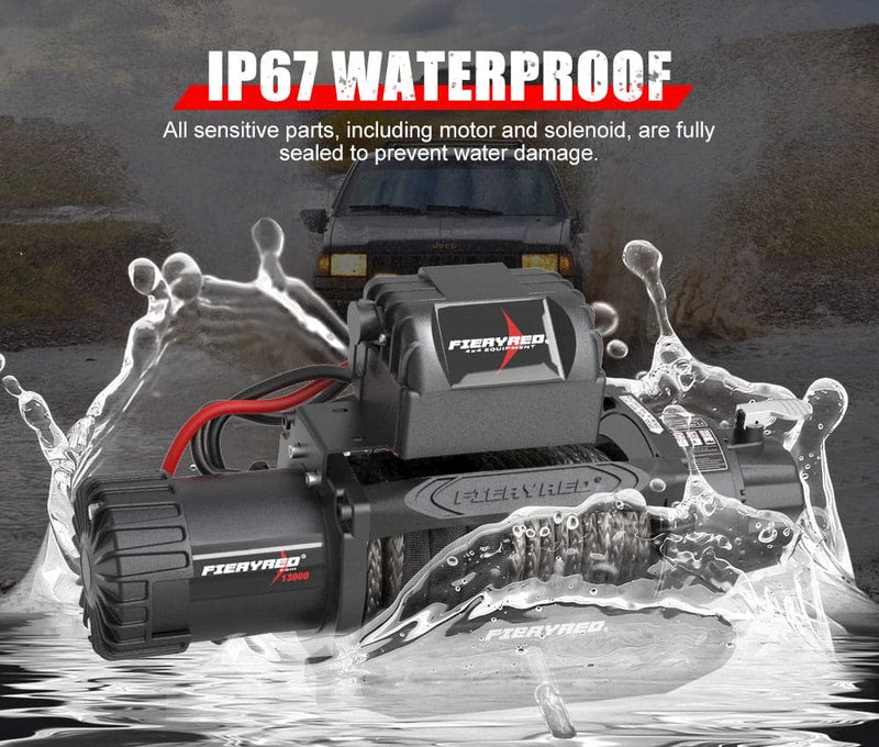 12V 13000LBS Electric Winch Synthetic Rope