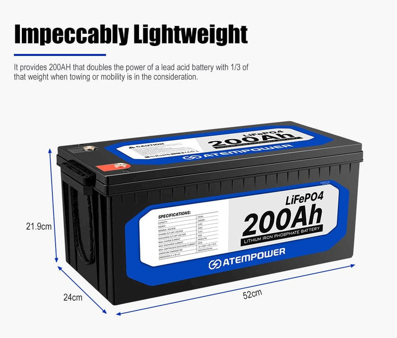 ATEMPOWER 12V 200Ah Lithium Battery LiFePO4