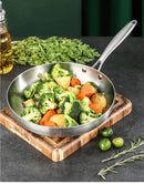 28cm Stainless Steel Non-Stick Frying Pan Uncoated Cookware Silver