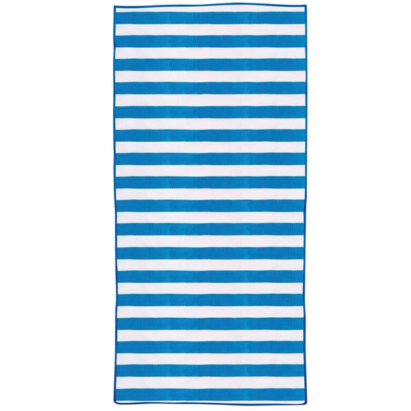 Mirage 75 x 150cm Blue and White Stripe Foldable Woven Beach Mat