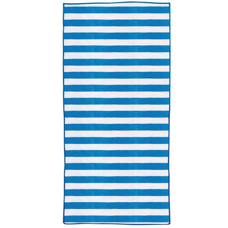 Mirage 75 x 150cm Blue and White Stripe Foldable Woven Beach Mat