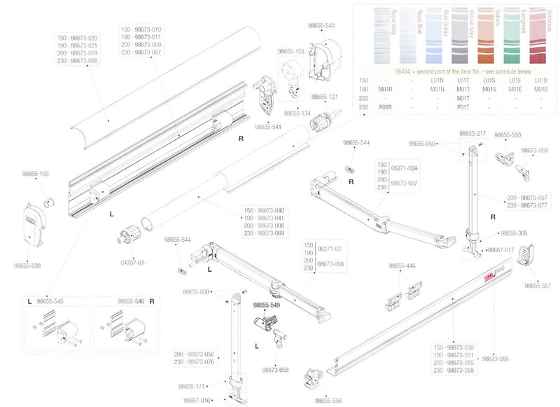 Fiamma F45 S Fixing Kit For L/H Leg. 98655-549 - Suit Fiamma F45 S Awnings