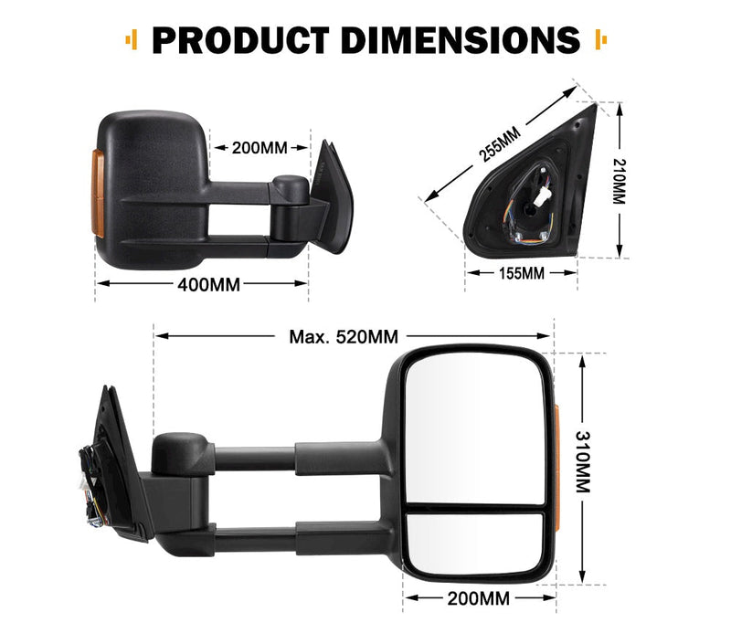 San Hima Extendable Towing Mirrors For Isuzu&nbsp;DMAX D-MAX 2021-Current