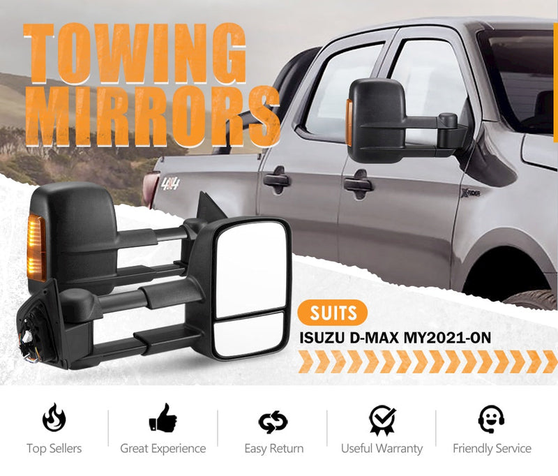 San Hima Extendable Towing Mirrors For Isuzu&nbsp;DMAX D-MAX 2021-Current