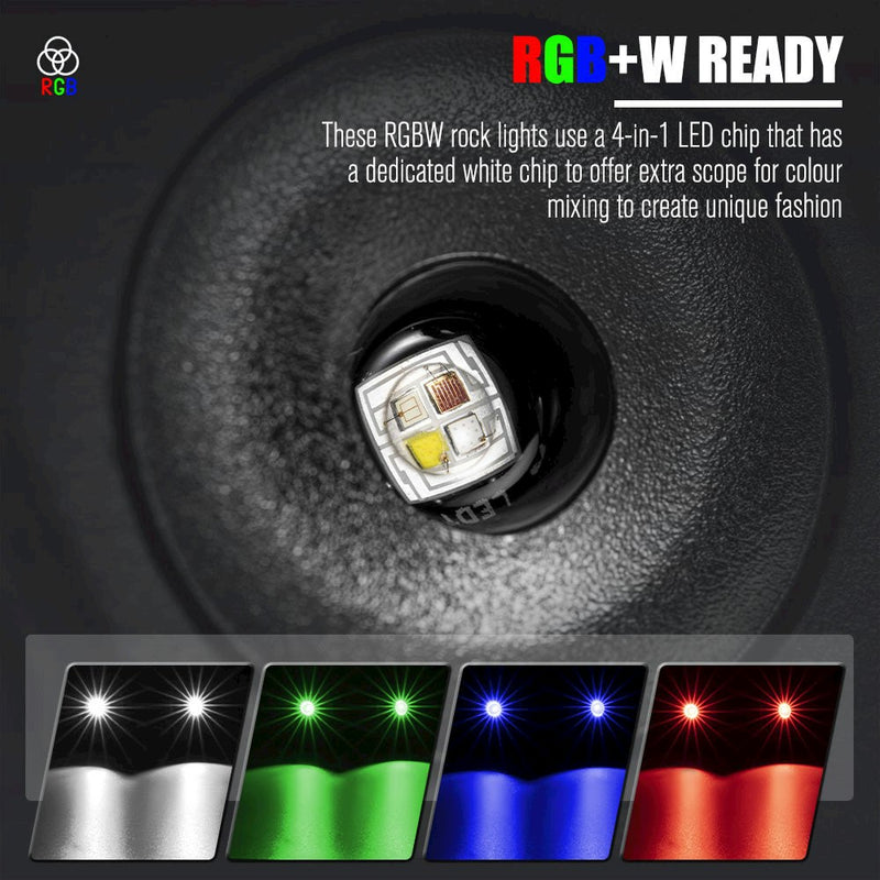 LIGHTFOX RGBW LED Rock Lights - 8 Pack