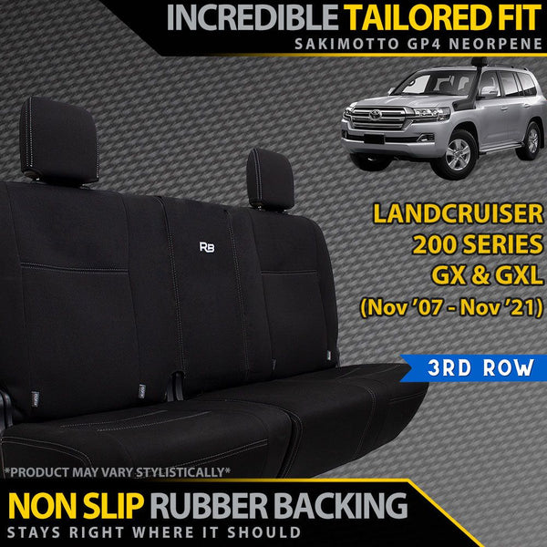 Razorback 4x4 GP4 Standard Neoprene 3rd Row Seat Covers suitable for a Toyota Landcruiser 200 Series GX/GXL