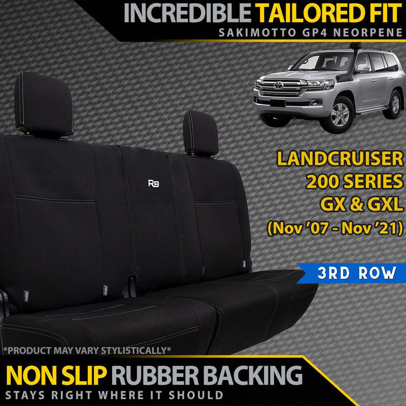 Razorback 4x4 GP4 Standard Neoprene 3rd Row Seat Covers suitable for a Toyota Landcruiser 200 Series GX/GXL