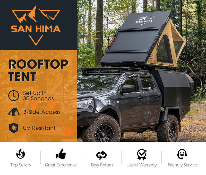 San Hima kalbarri Lite Rooftop Tent Hardshell With Ladder & Rack Camping Khaki