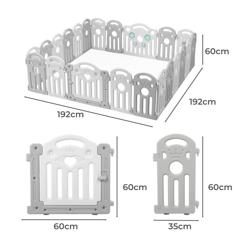 Bopeep Kids Playpen Baby Safety Gate Toddler Fence Child Play Game Toy 22 Grey