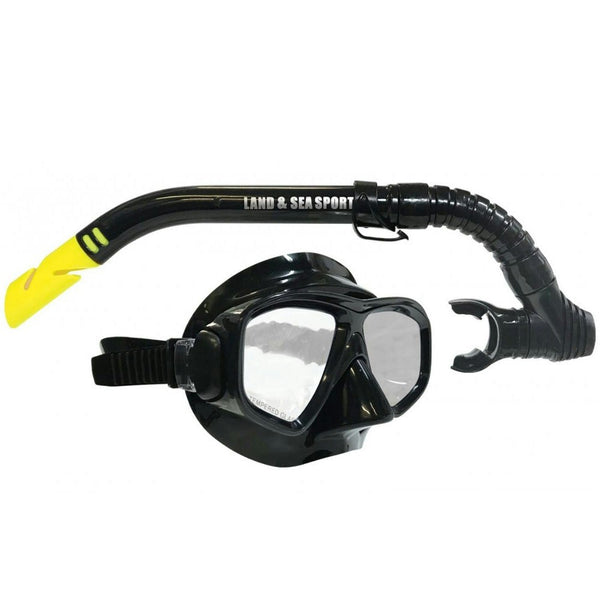 Land & Sea Sports 10y-Adult Underwater Swim Silicone Mask & Snorkel Set Black