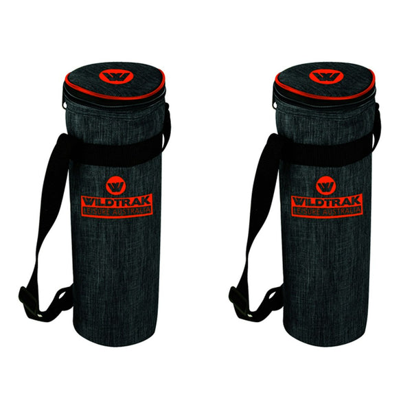 2x Wildtrak 1.5L/3cm Camping Wine Bottle Cooler Bag Travel Storage Holder Grey