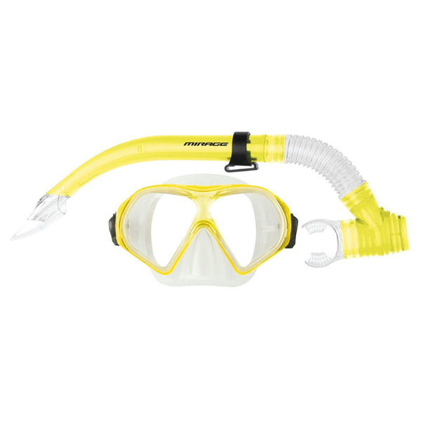 Mirage Watersports Adult Silitex Beach Swimming Goggle Mask/Snorkel Set Yellow
