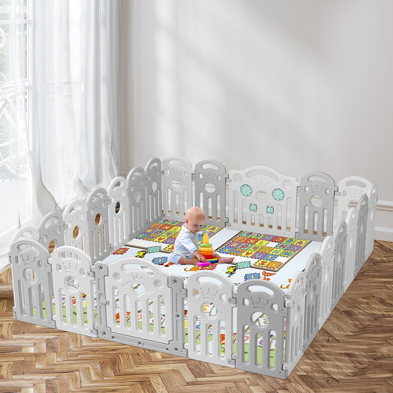Bopeep Kids Playpen Baby Safety Gate Toddler Fence Child Play Game Toy 24 Grey