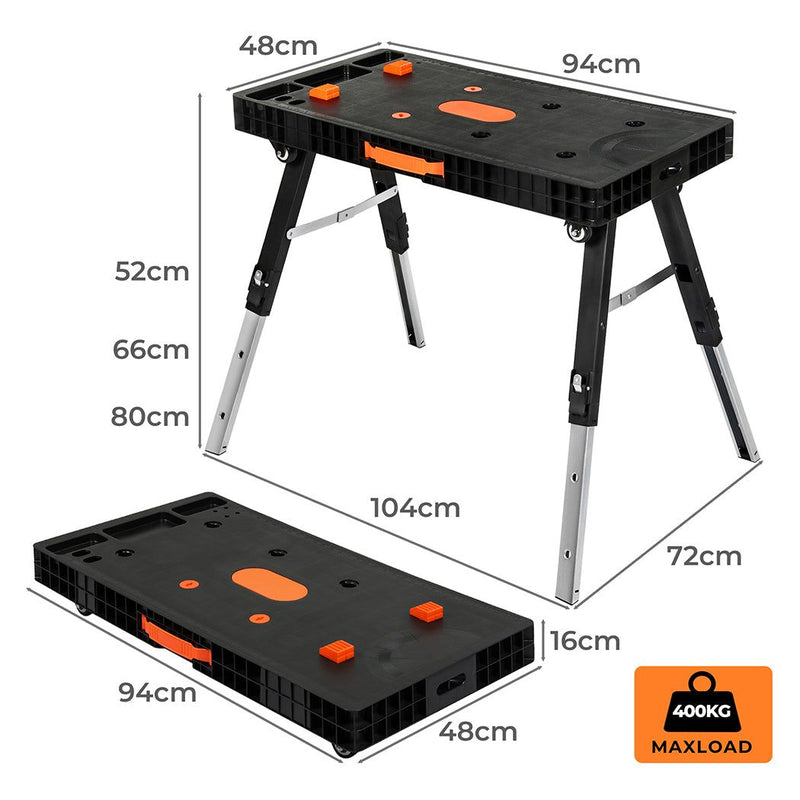 Traderight 5-in-1 Work Table Foldable Workbench 400kg Adjustable Clamping System