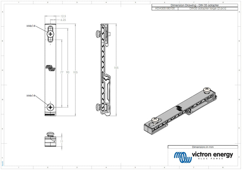 Victron DIN35 adapter large (2 pcs)