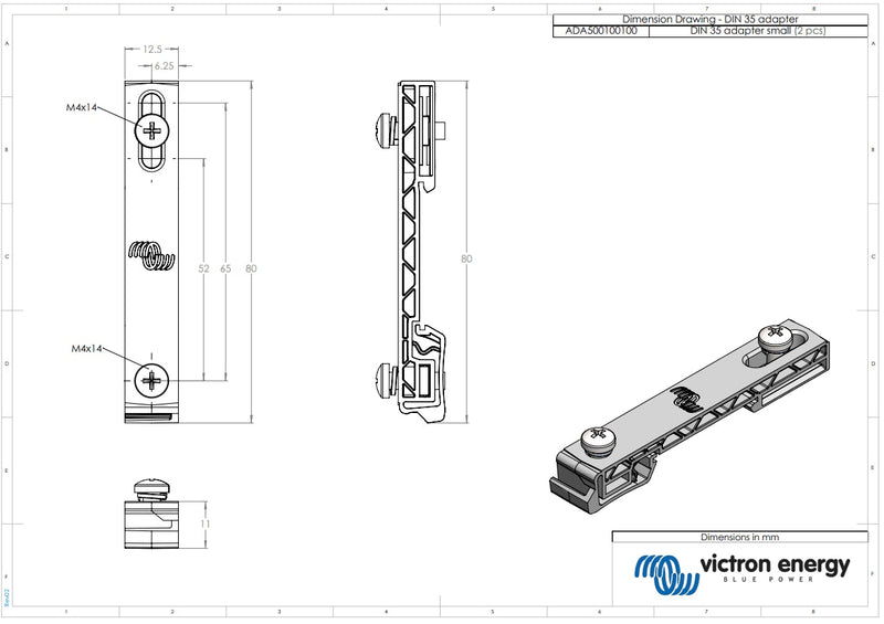 Victron DIN35 adapter small (2 pcs)