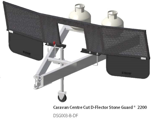 D-Flector Caravan Centre Cut-Out Stone Guard 2200mm - Angled (Special Aerospace Grade Heavy Duty Aluminum)