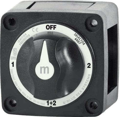 Blue Sea Mini Switch Battery m-Series Selector Black - 4 Position OFF/1/2/1+2