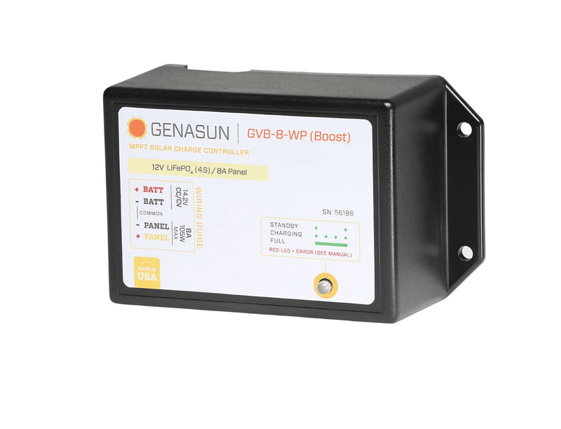 Genasun 8A MPPT 12V Voltage Boost (14.2V Lithium) - Waterproof Solar Charge Controller