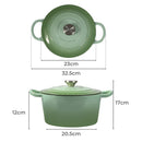 Toque Cast Iron Dutch Oven Frying Pan Enamel Casserole Pot with Lid 4L Green