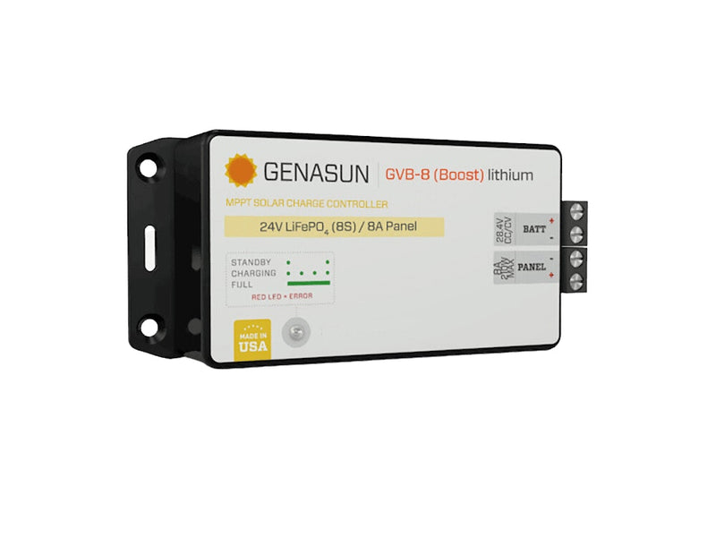 Genasun 8A MPPT 24V Voltage Boost (28.4V Lithium) Solar Charge Controller