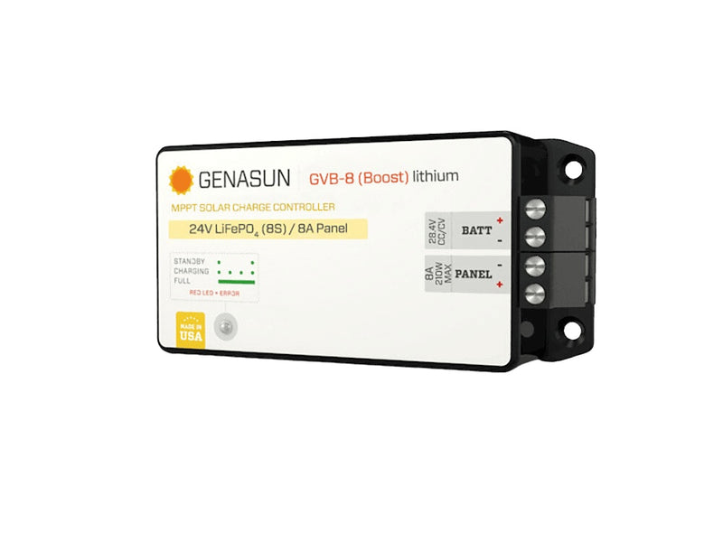 Genasun 8A MPPT 24V Voltage Boost (28.4V Lithium) Solar Charge Controller