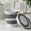 15L Foldable Collapsible Bucket - Silicone Storage Bin - Dark Grey/White