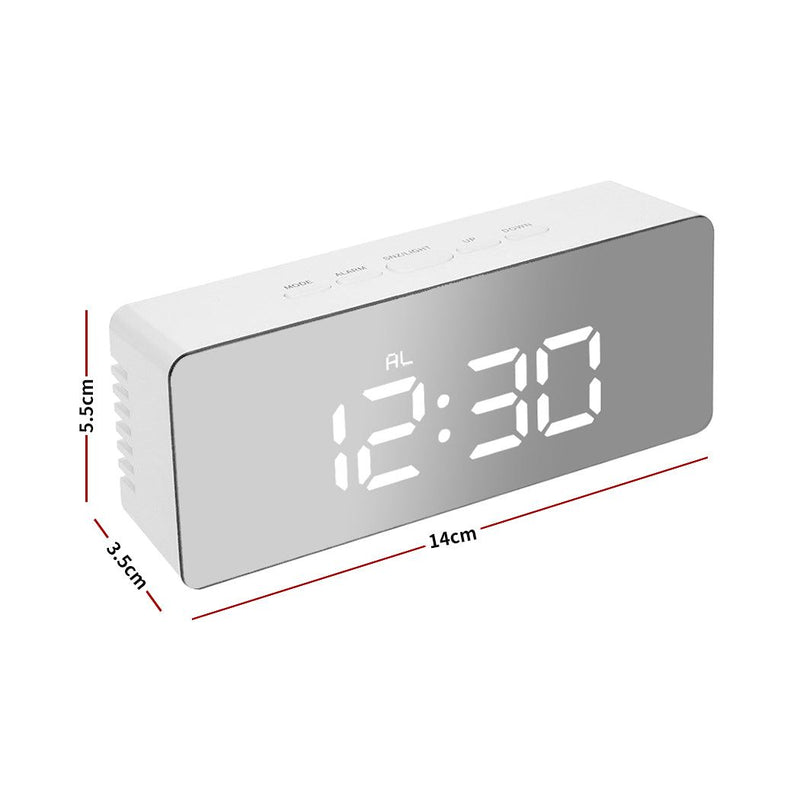 Traderight Group  Alarm Clock Digital Led Mirror Desk Table Temperature Time Snooze USB Battery