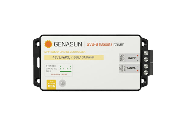 Genasun 8A MPPT 48V Voltage Boost (56.8V Lithium) Solar Charge Controller
