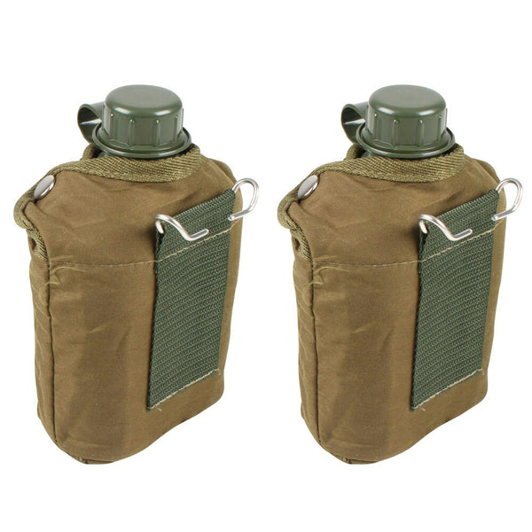 2x Wildtrak 1qt Spill-Proof Canteen Camping Water Container w/ Cover Army Green