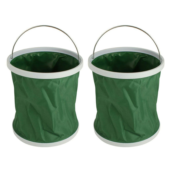 2x Wildtrak Collapsible Foldable 11L Storage Bucket Outdoor Camp Container Green
