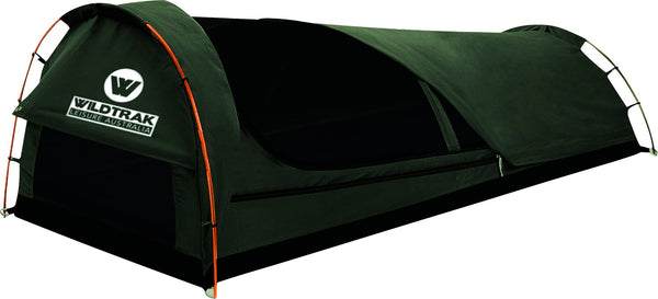 Wildtrak King Single 210x90cm Trakker Swag Camping Tent w/ Canvas Bag Grey/Black