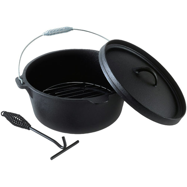 4pc Wildtrak 9qt/31.5cm Cast Iron Camp Oven Pot w/Lid Set Camping Cookware Black