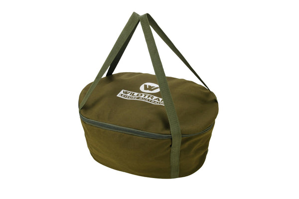 Wildtrak Camping 9.5qt/46cm Canvas Carry Storage Bag For Oval Camp Oven Pot GRN