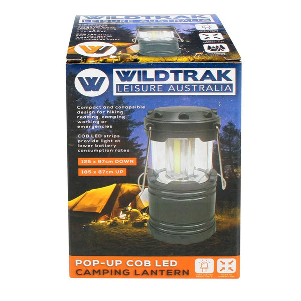 Wildtrak 18.5cm COB LED Pop Up Lantern Outdoor Camping Light 500 Lumens Black