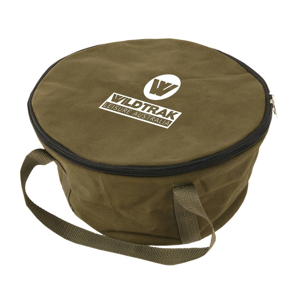 Wildtrak 4.5qt/30cm Canvas Bag Carry Storage Container For Camp Oven Pot Green
