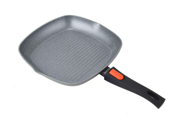 Wildtrak Compact 28cm Non-Stick Camping Grill Pan Square w/Detachable Handle GRY