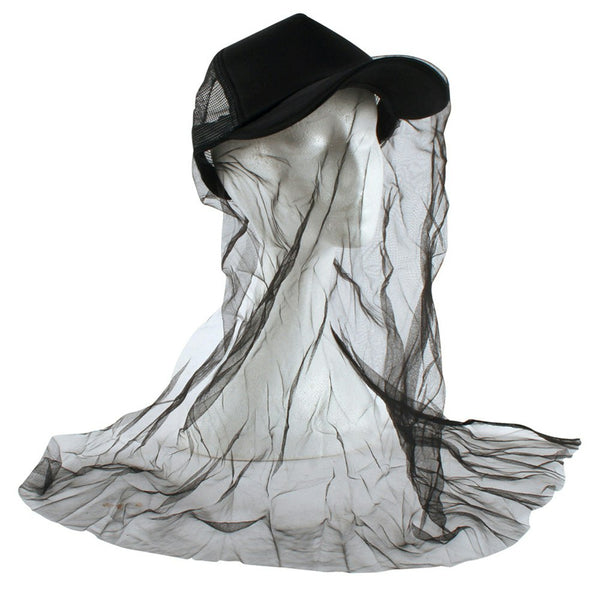 Wildtrak Mosquito Protection Mesh Net Cap One-Size Black w/ Adjustable Drawsting