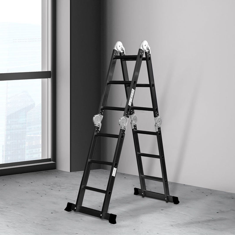 Traderight Multi Purpose Ladder Aluminium Folding Platform Extension Step 3.6m