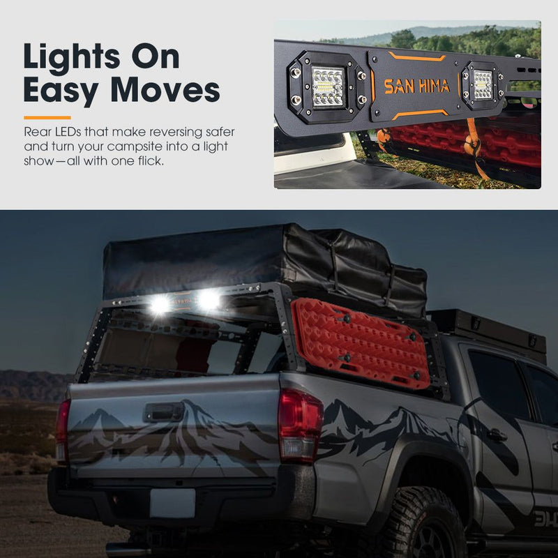 San Hima Universal Ute Tub Rack Steel 3mm + Pair Recovery Tracks Board Red