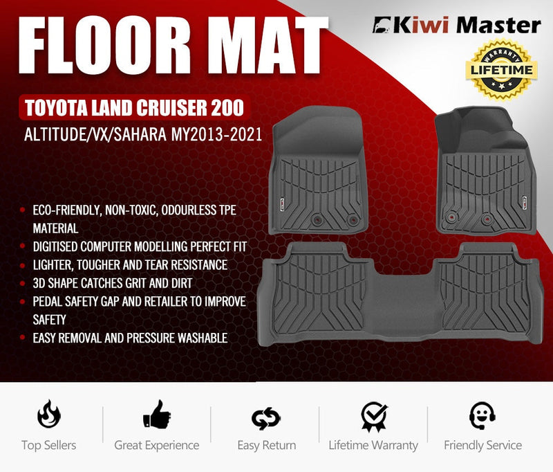 KIWI MASTER 3D TPE Car Floor Mats Liner fit  Toyota Land Cruiser 200 Altitude/VX/Sahara MY2013-2021